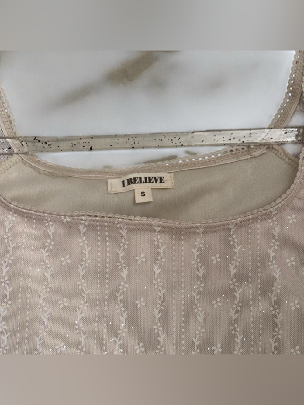 NWT I Believe Cream Floral Top - Picture 3 of 3
